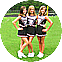 The cheerleaders in uniform on the field and a link to a porogrphic site about teenie cheerleaders