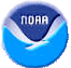 blue with dark blue above and dove like image with the letters noaa for national oceanogrphic and atmospheric administration